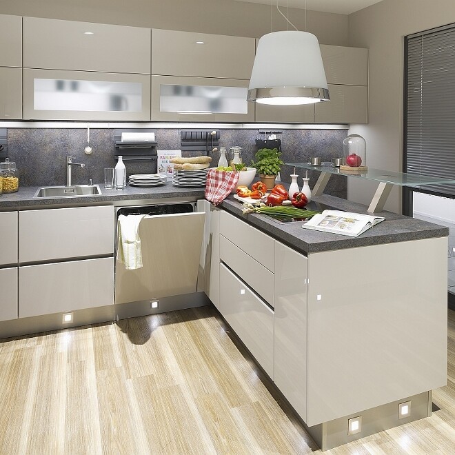 Gerade in der grifflosen Hochglanzküche macht sich ein vollintegrierter Geschirrspüler bestens. Gerade in der grifflosen Hochglanzküche macht sich ein vollintegrierter Geschirrspüler bestens.